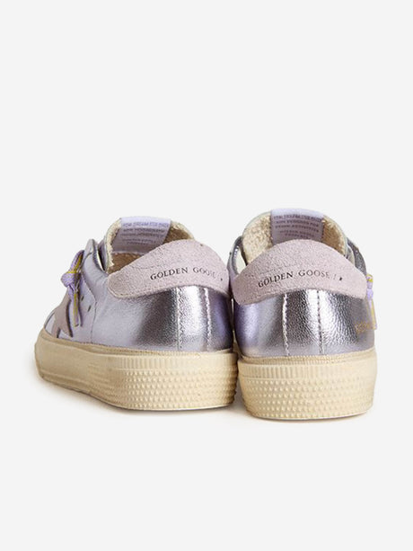 Golden Goose Girls Laminated Leather May Trainers in Purple