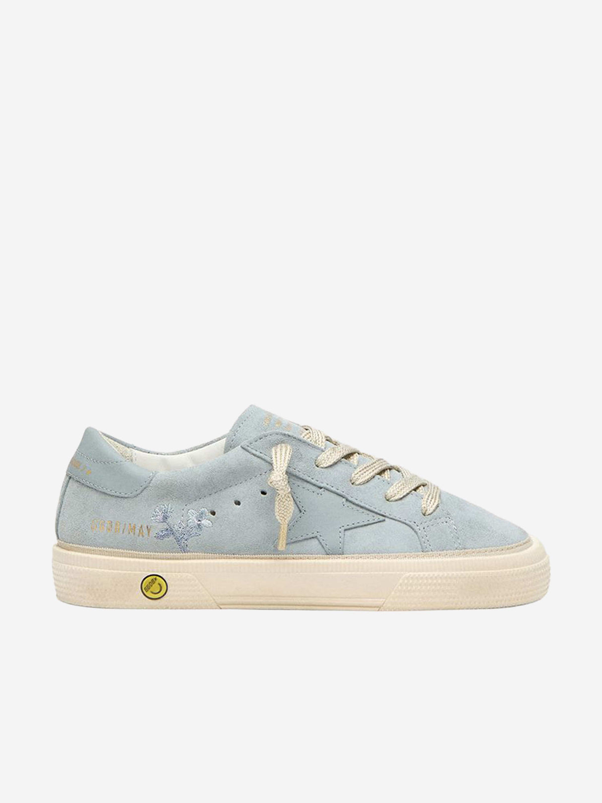 Golden Goose Girls Suede and Leather Star Embroidered May Trainers in Blue