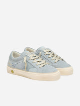 Golden Goose Girls Suede and Leather Star Embroidered May Trainers in Blue
