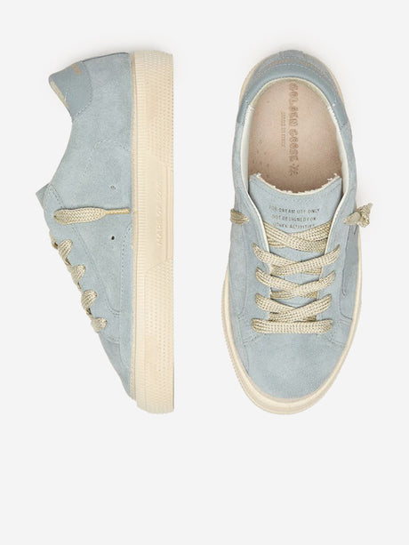 Golden Goose Girls Suede and Leather Star Embroidered May Trainers in Blue