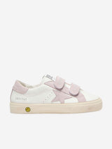 Golden Goose Girls Leather and Suede Star May School Trainers in White