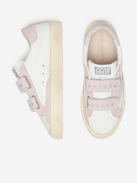Golden Goose Girls Leather and Suede Star May School Trainers in White