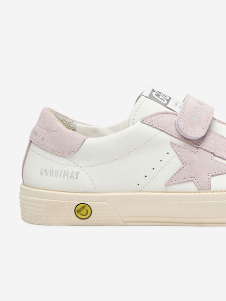 Golden Goose Girls Leather and Suede Star May School Trainers in White