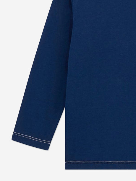 Guess Boys Long Sleeve Logo T-Shirt in Navy