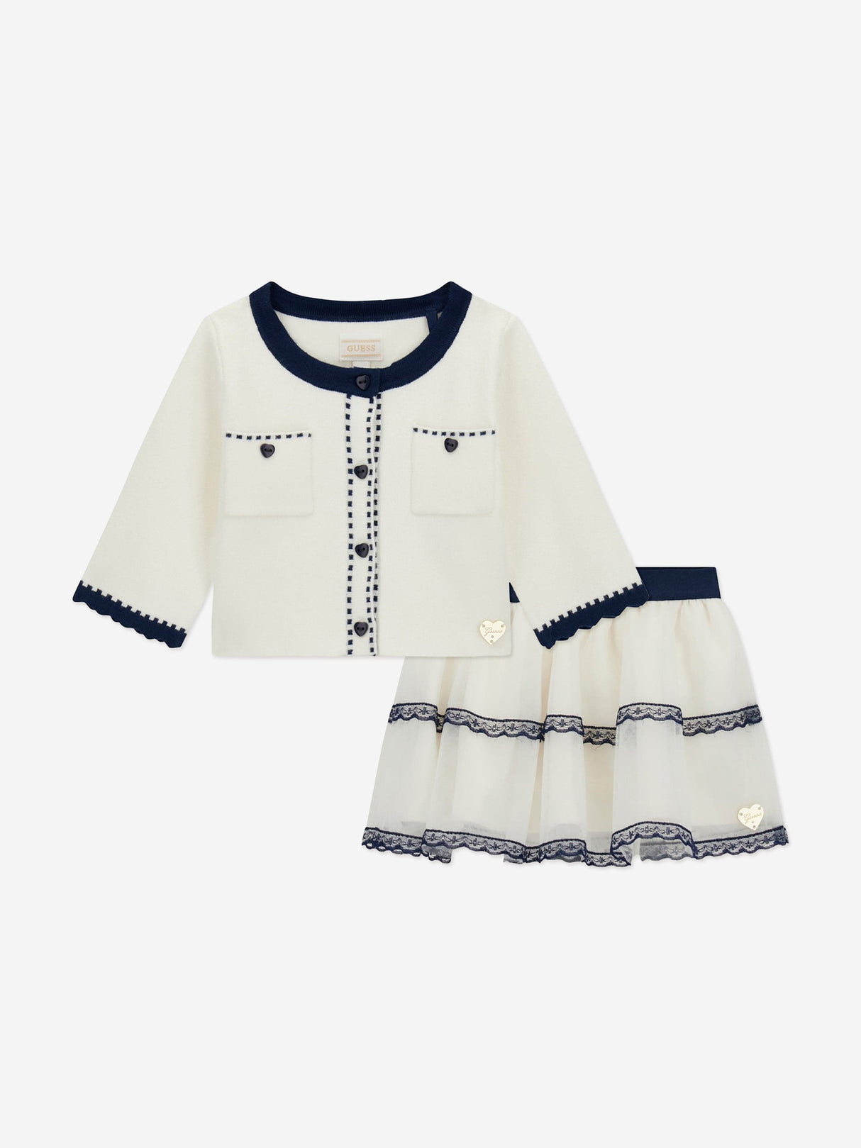 Guess Baby Girls Cardigan and Tulle Skirt Set in Ivory