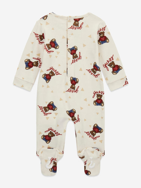 Guess Baby Teddy Bear Babygrow in Ivory