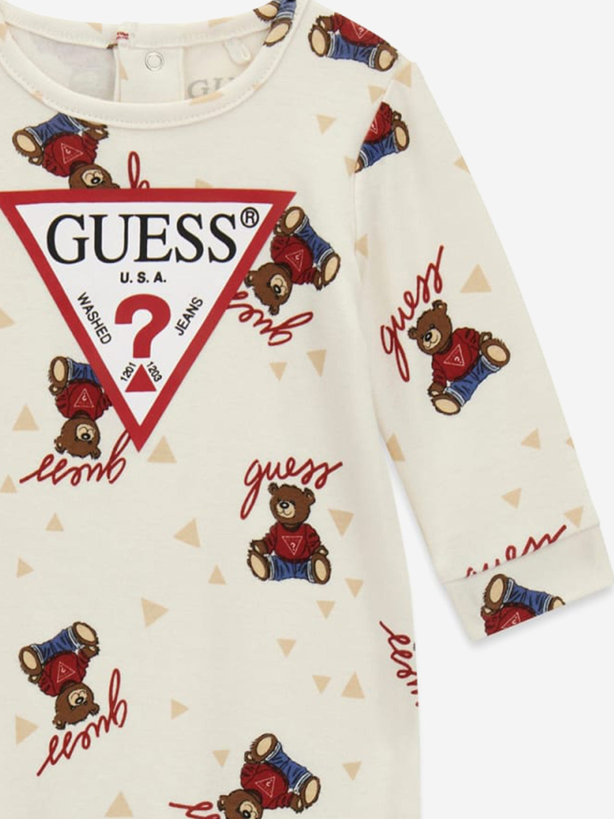 Guess Baby Teddy Bear Babygrow in Ivory