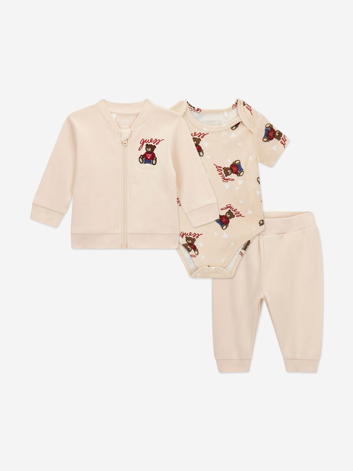 Guess Baby 3 Piece Bear Tracksuit Set in Beige