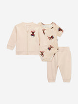 Guess Baby 3 Piece Bear Tracksuit Set in Beige