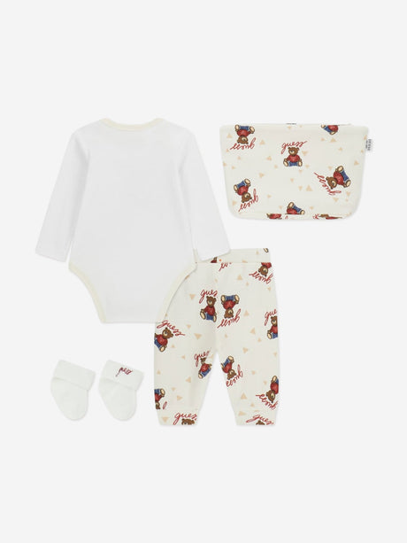 Guess Baby Teddy Bear Bodysuit Set in Ivory