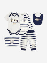 Guess Baby Striped Bodysuit Gift Set in Navy