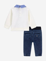 Guess Baby Boys Top and Denim Pants Set in White