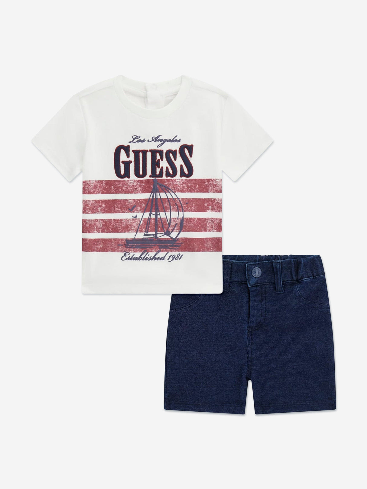 Guess Baby Boys T-Shirt and Denim Shorts Set in White