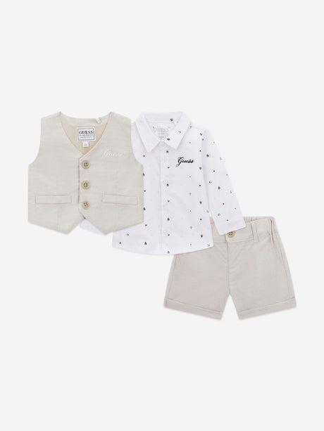 Guess Baby Boys Short Set in Beige