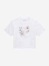 Guess Girls Flower and Butterfly Logo T-Shirt in White
