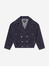Guess Girls Lurex Denim Jacket in Navy