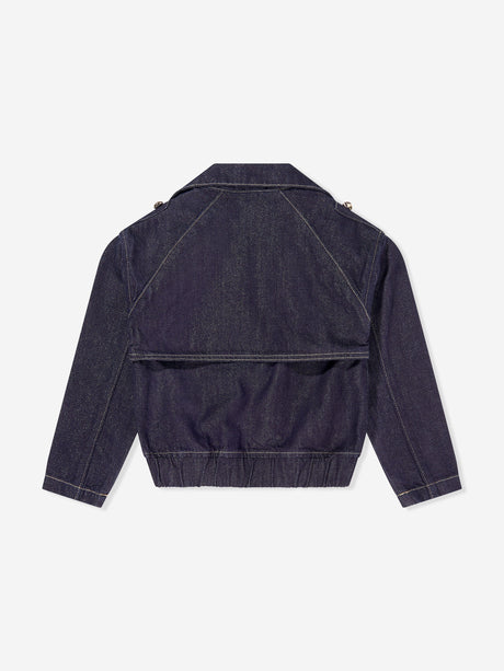 Guess Girls Lurex Denim Jacket in Navy