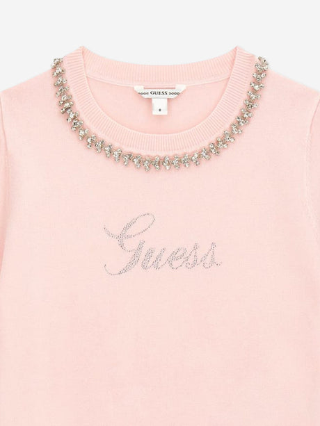 Guess Girls Logo Sweater Top in Pink