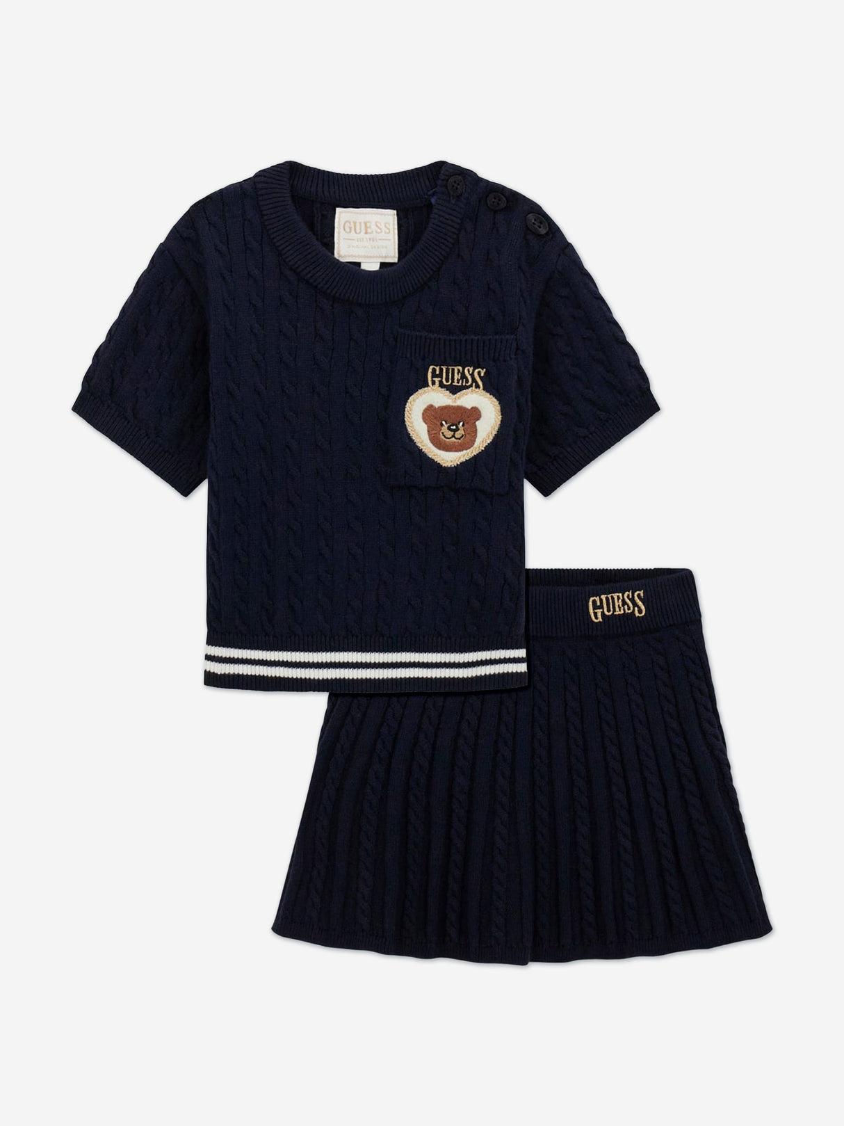 Guess Girls Sweater Top and Skirt Set in Navy