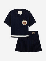 Guess Girls Sweater Top and Skirt Set in Navy