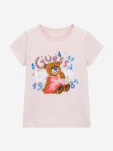 Guess Girls Bear Print T-Shirt in Pink