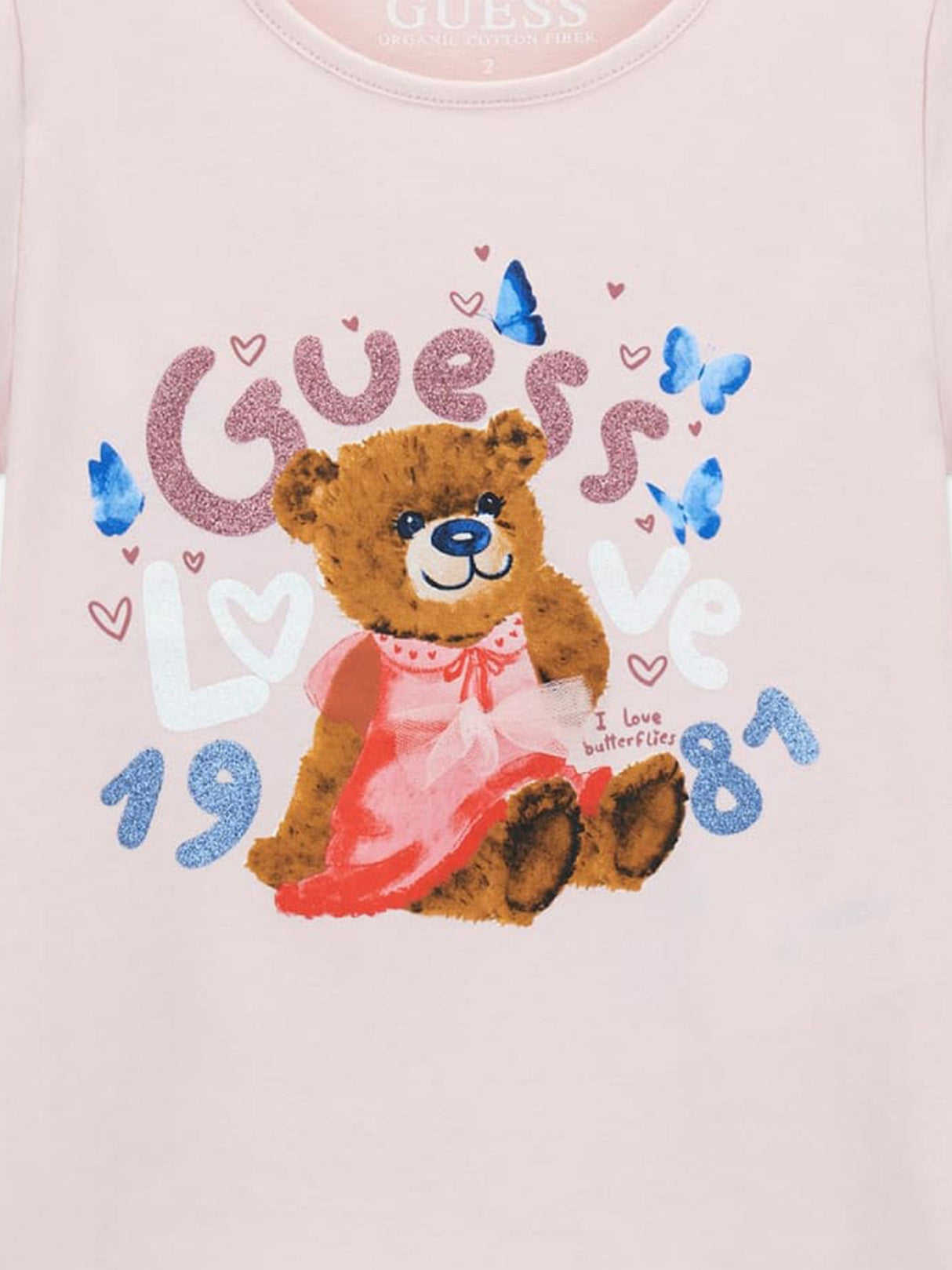 Guess Girls Bear Print T-Shirt in Pink