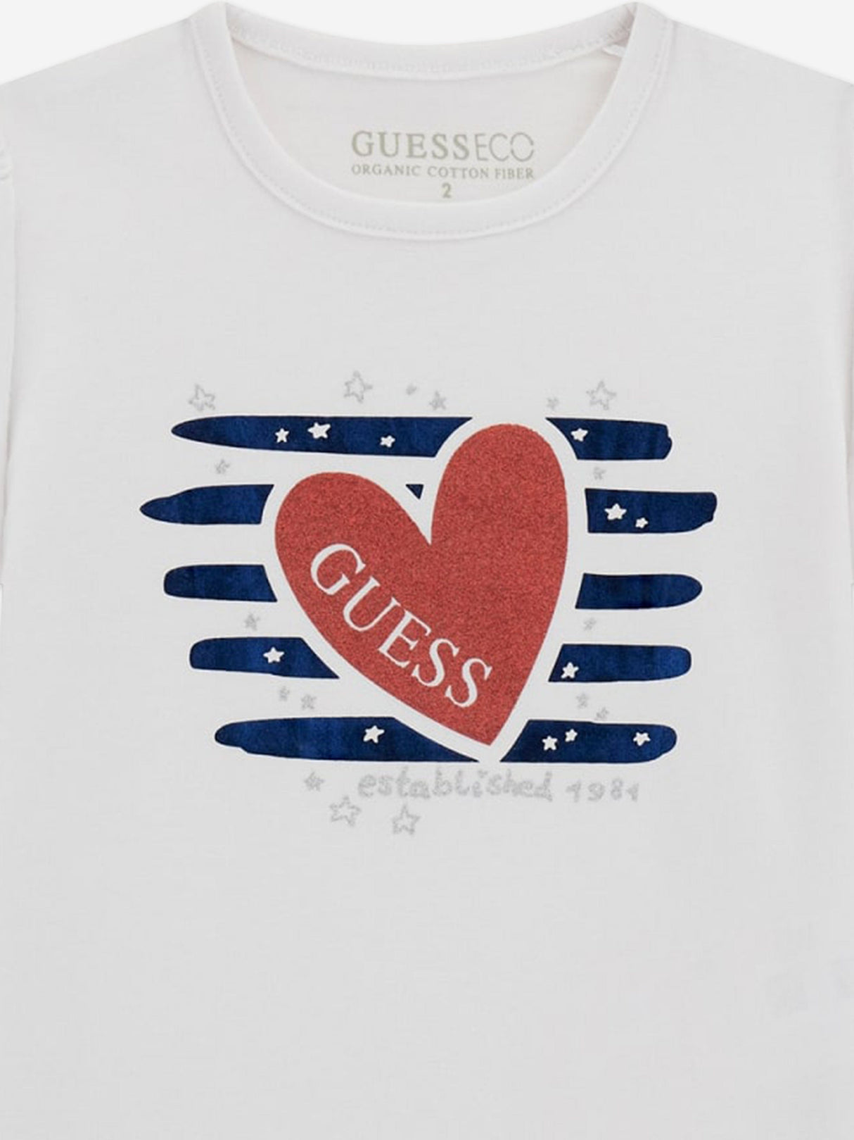 Guess Girls Heart Logo T-Shirt in White