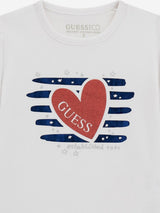 Guess Girls Heart Logo T-Shirt in White