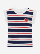 Guess Girls Striped Logo T-Shirt in Navy