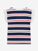 Guess Girls Striped Logo T-Shirt in Navy