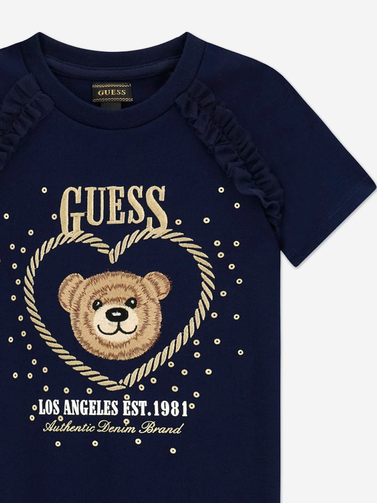 Guess Girls Punto Milano Bear Dress in Navy