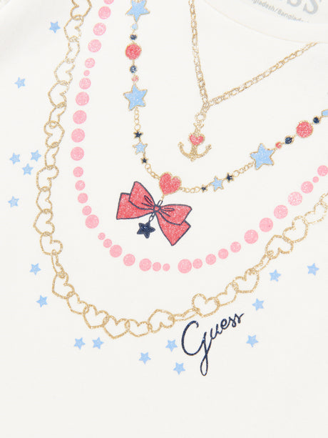 Guess Girls Cotton Necklace Dress in Ivory