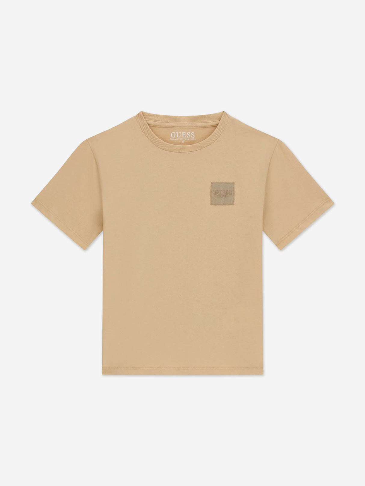 Guess Boys Logo Badge T-Shirt in Beige