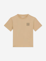 Guess Boys Logo Badge T-Shirt in Beige