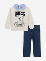Guess Boys Sweater and Denim Pants Set in Grey