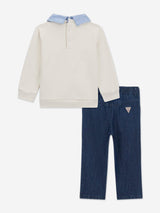 Guess Boys Sweater and Denim Pants Set in Grey