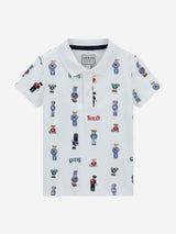 Guess Boys Bear Polo Shirt in White
