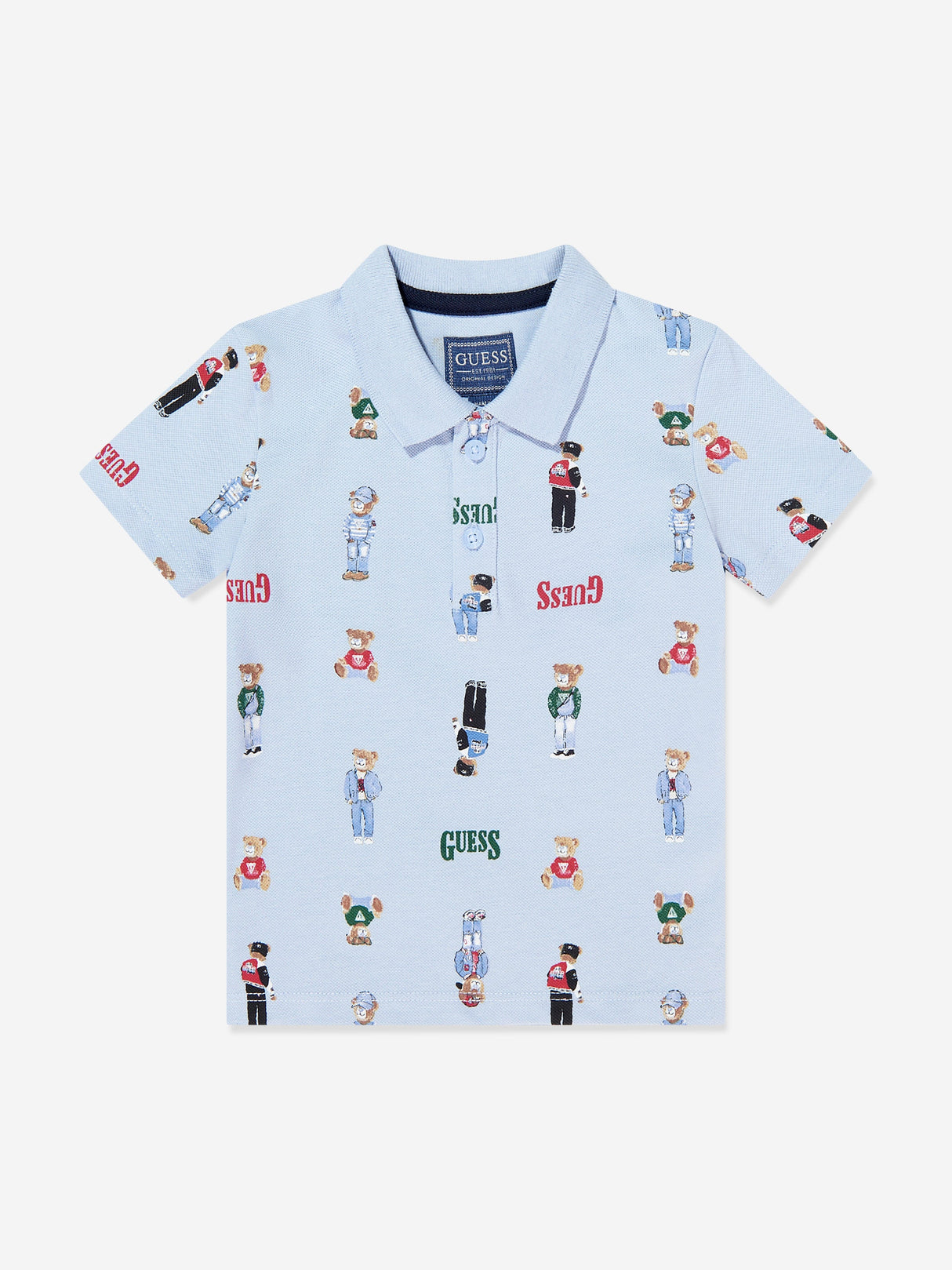 Guess Boys Bear Polo Shirt in Blue