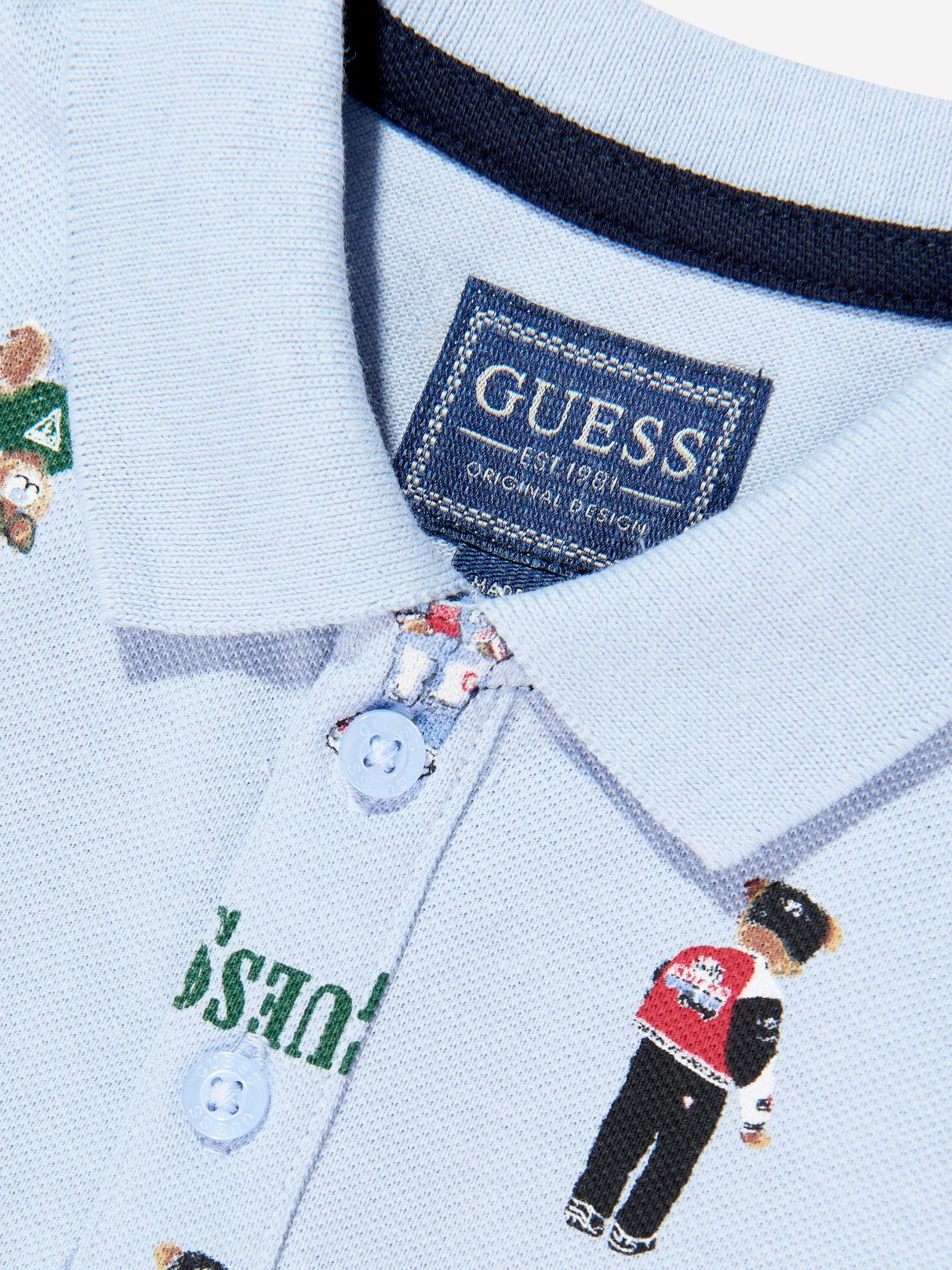 Guess Boys Bear Polo Shirt in Blue