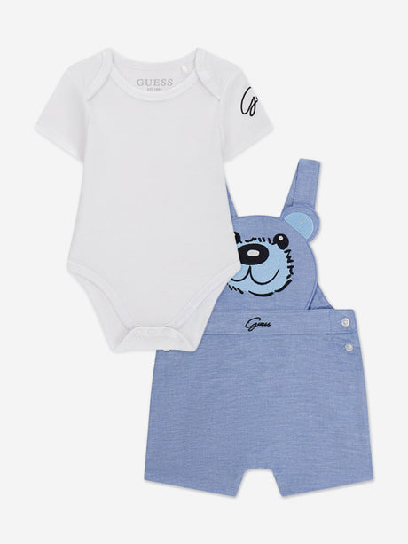 Guess Baby Boys Bodysuit and Bear Romper Set in White