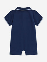 Guess Baby Boys Striped Polo Romper in Navy