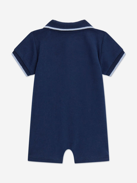 Guess Baby Boys Striped Polo Romper in Navy