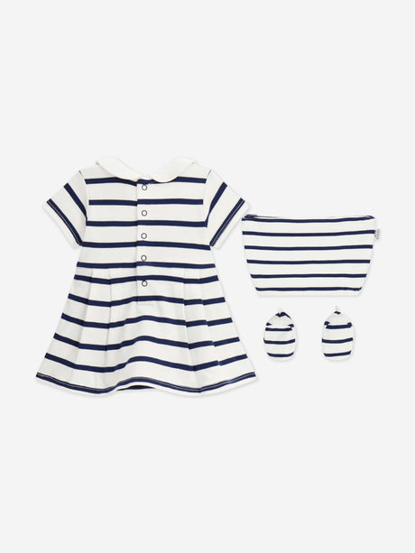 Guess Baby Girls Striped Dress with Booties in Navy