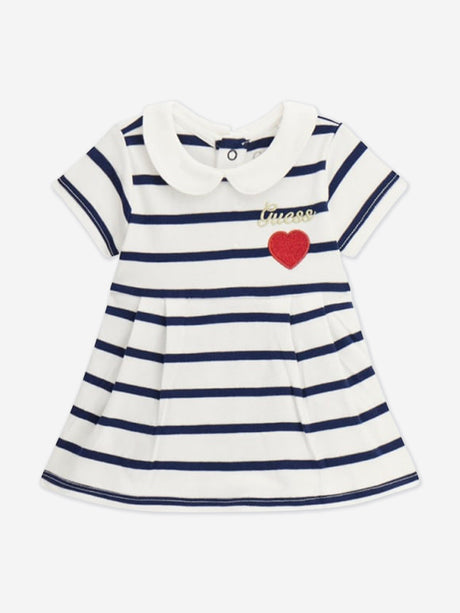 Guess Baby Girls Striped Dress with Booties in Navy