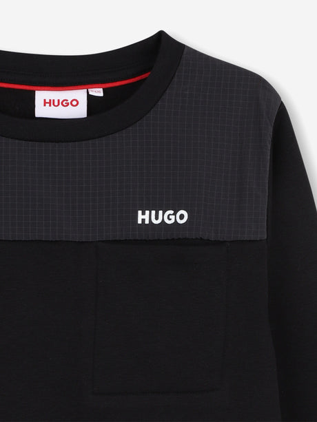 Hugo Boys Logo Print Sweatshirt in Black