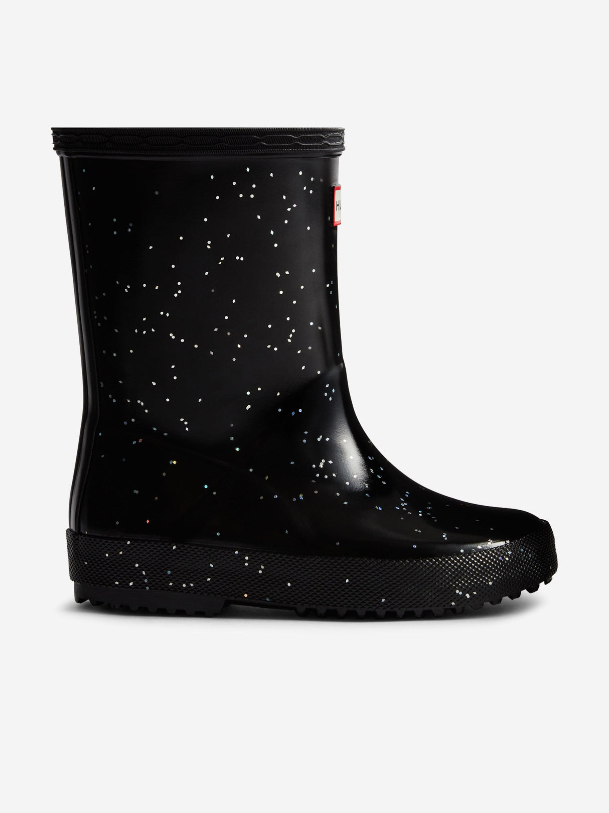 Hunter Kids First Giant Glitter Wellington Boots in Black