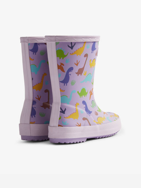 Hunter Kids First Dinosaur Print Wellington Boots in Purple