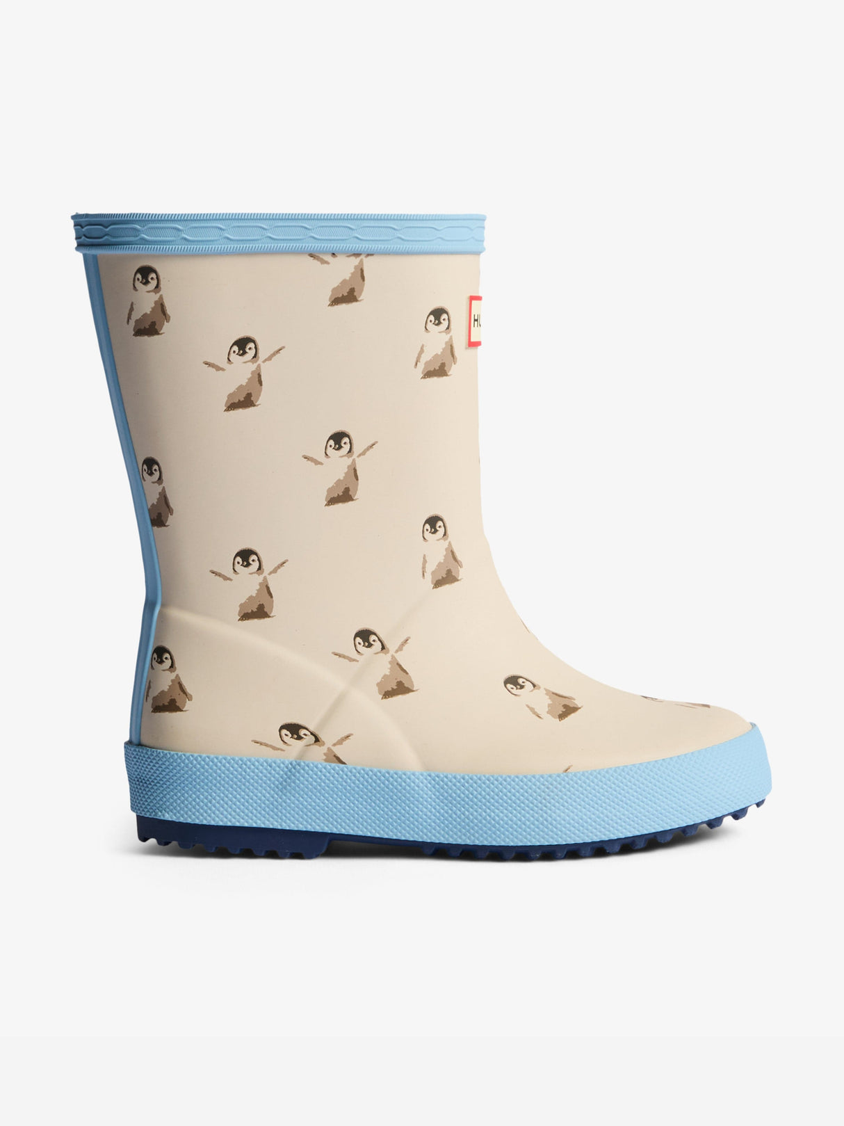 Hunter Kids First Penguin Print Wellington Boots in White