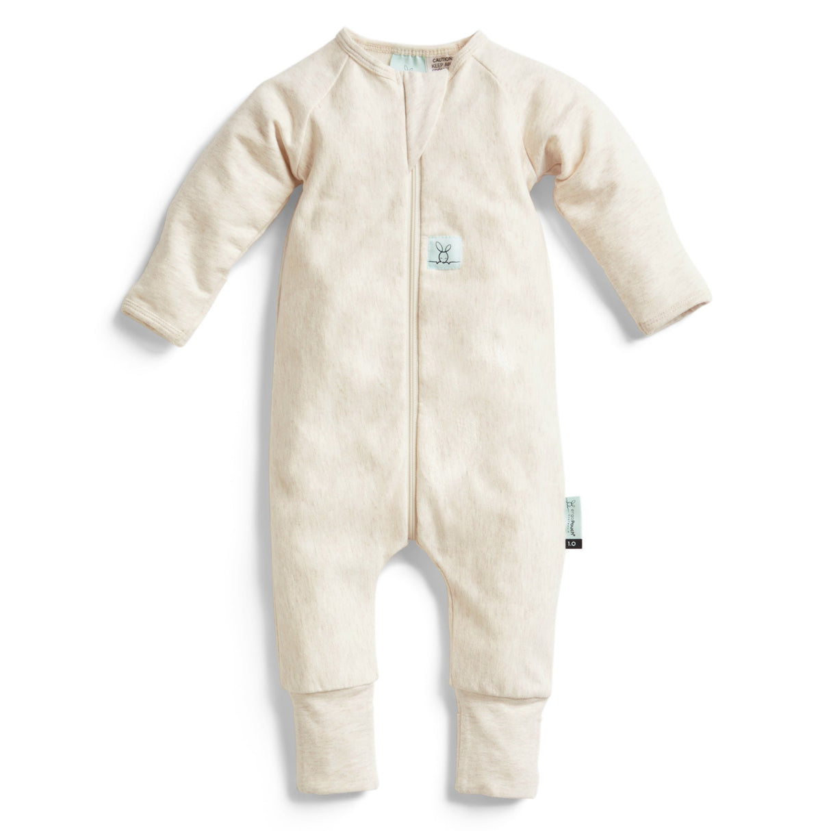 ergoPouch - Organic Layers Long Sleeve Babygrow Oatmeal - Mild 0.2 TOG