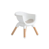 White chair with wooden legs on a white background